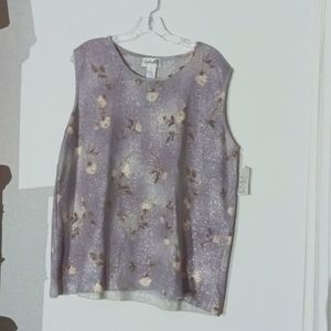 Vtg Gabriella T. Italy Sparkly Knit floral Top 1X EUC